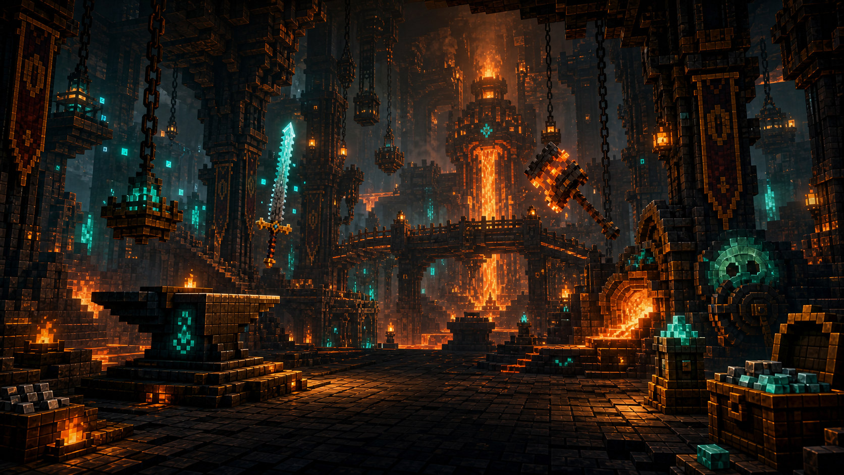 A Voxium forge citadel scene